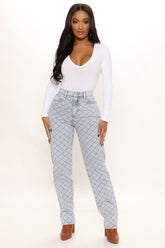 All Crossed Up Non Stretch Straight Leg Jeans - Light Blue Wash